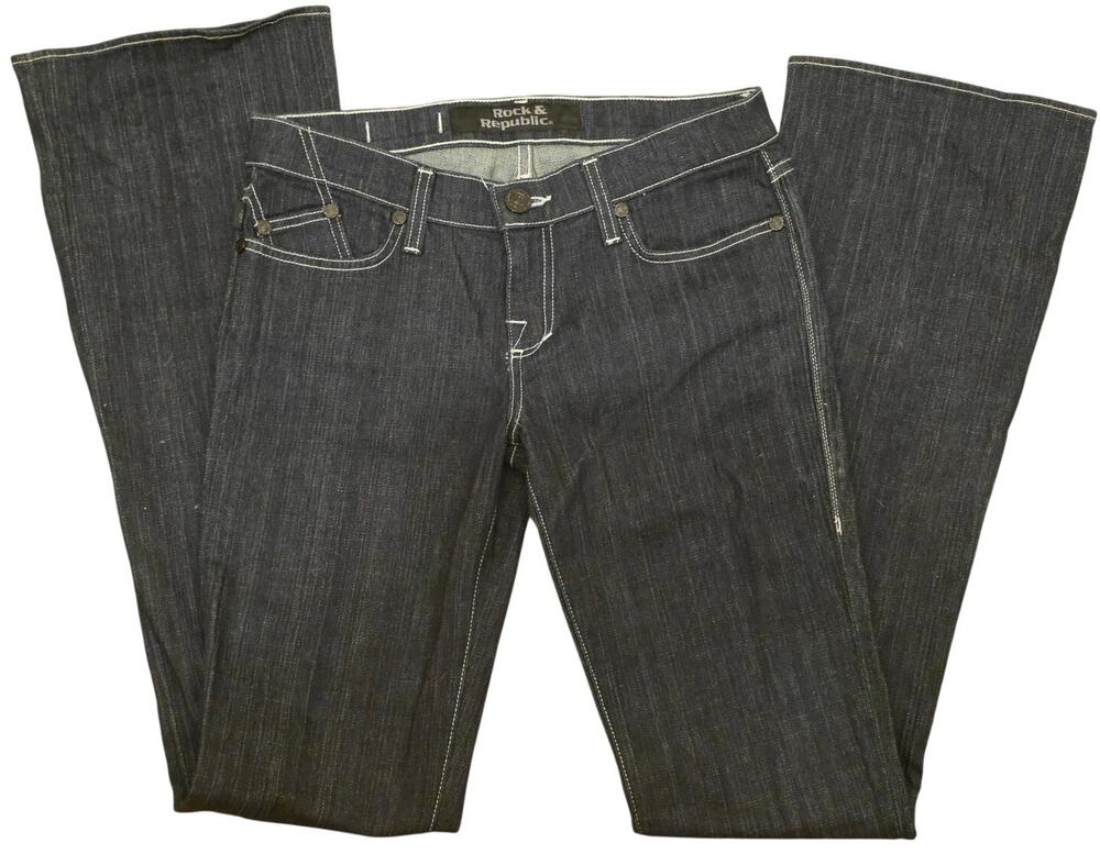 Rock Republic Women's Kasandra Bootcut Studded Dark Denim Jeans sz 28/  Sz 6